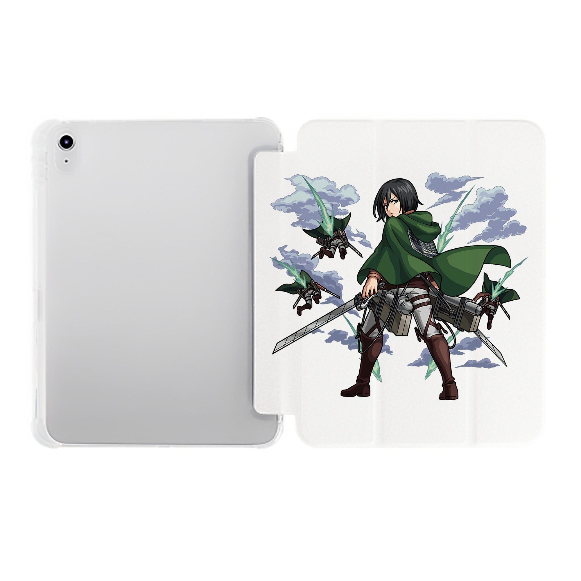 （画像用） 進撃の巨人 ミカサ·アッカーマン Attack on Titan Mikasa Ackerman IPad ケース ペン収納付き 三つ折りスタンド PUレザー×シリコン 対応機種9.5/10.5/10.9インチ